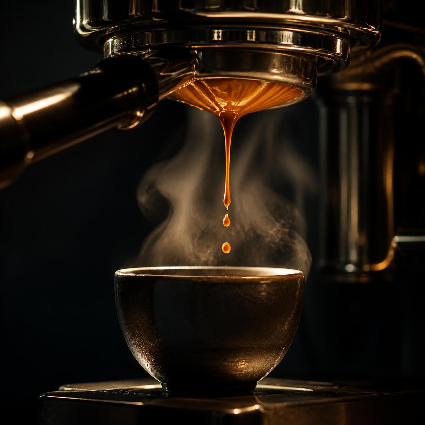 Espresso extraction into a small ceramic cup